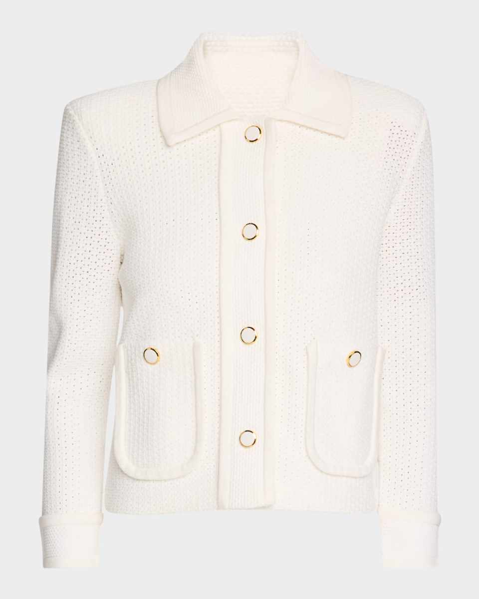 Textured Stretch Knit Collared Jacket